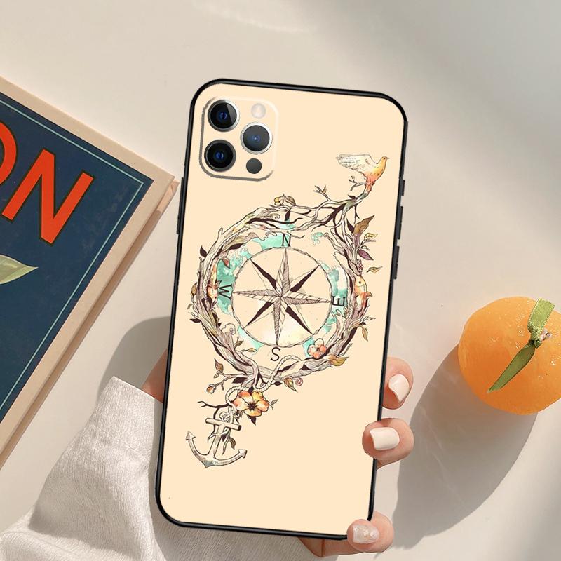 Stripes Anchor Boat Ship Funda Case For iPhone 16 15 14 Pro Max 11 12 13 Pro Max Mini XR 16 15 Plus 16e Phone Cover
