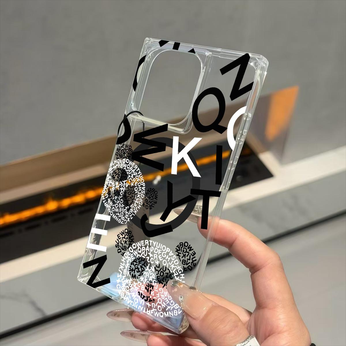 

Transparent Square Back Tube Case Casing Protection For iPhone 16 ProMax 12 15 Plus 11 14 Pro Max 13 Anti-Oxygen,Letter Graffiti Pattern iphone 11 ProMax