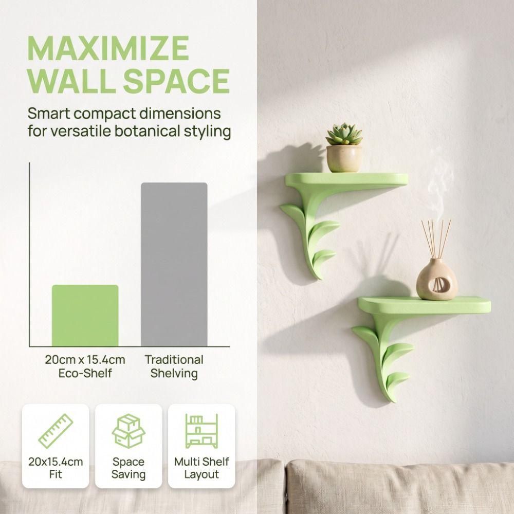 3D Printed Wall-Mounted Storage Rack Plastic Green Plant Display Stand Figurine Display