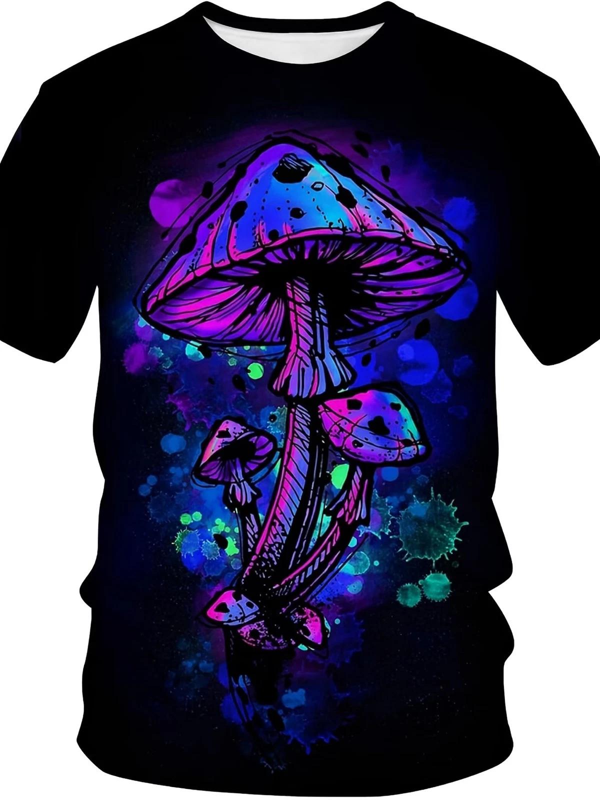 Lurhonp Men s Hippy Mushroom T-Shirt Novelty Graphic Fashion Tee Shirts, Breatha XL