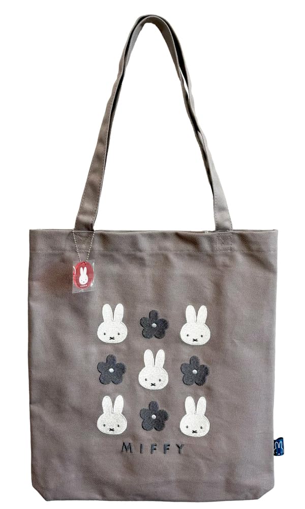 Square Miffy canvas tote bag, gray, 053880, by Dick Bruna