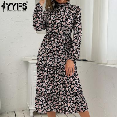 Abiti casual a mezza manica con stampa floreale alla moda da donna