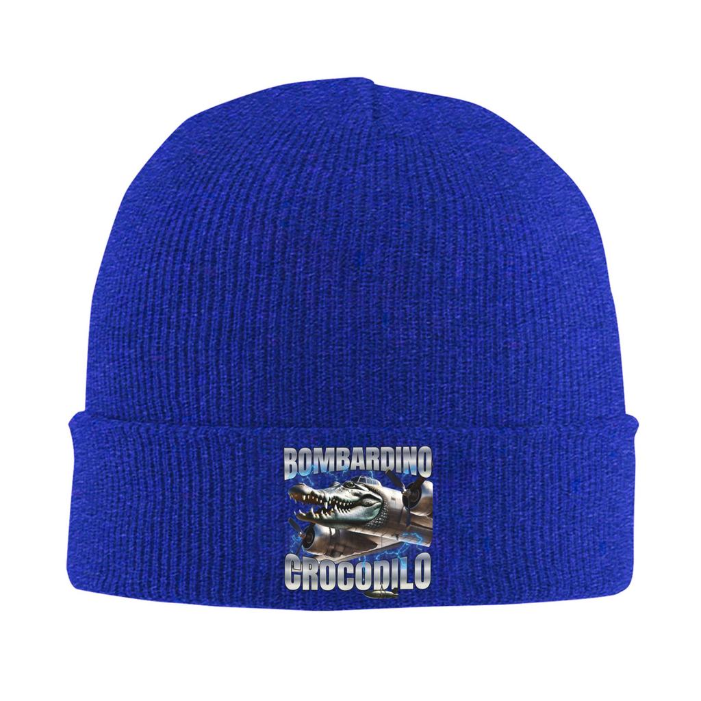 Italienischer Brainrot Bombardino Crocodilo Strickmütze Beanie Mützen Kpop Warm Weich Herren Damen Mützen Frühling Mützen Geschenkidee