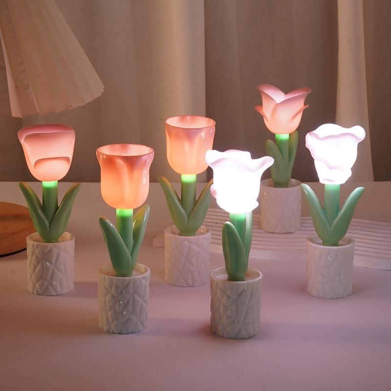 Tulip Nightlight Bedside Lamp Desk Accessories Bedside Atmosphere Light Home Decoration Photo Props Birthday Decoration