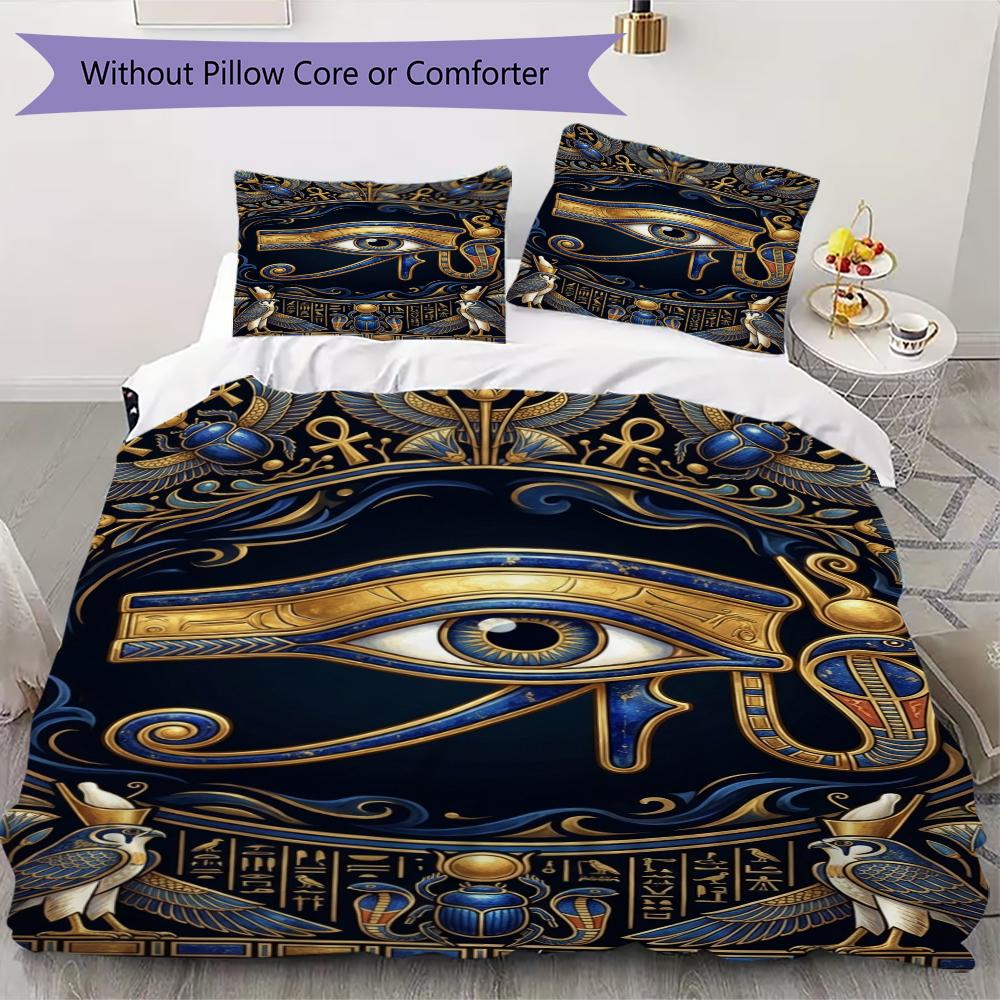 The Eye of Horus Pattern Bedding Uilt Set Uilt Cover Pillowcase Home Decoration Birthday Gift (1 * Duvet Cover + 2 * Pillowcase Without Core)109