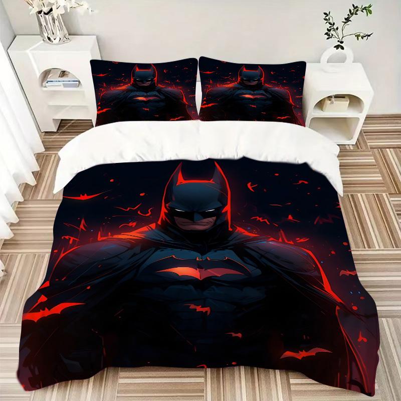 3pcs Batman Bedding Set, Soft Polyester Duvet Cover and Pillowcases Machine Washable Seasons all suitable & Guest Room Decor261