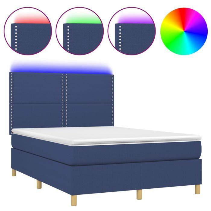 VidaXL Slatted Bed Base with Mattress and LED, Upholstered Bed, Double Bed, Adult Bed for Interior Bedroom, 3135355