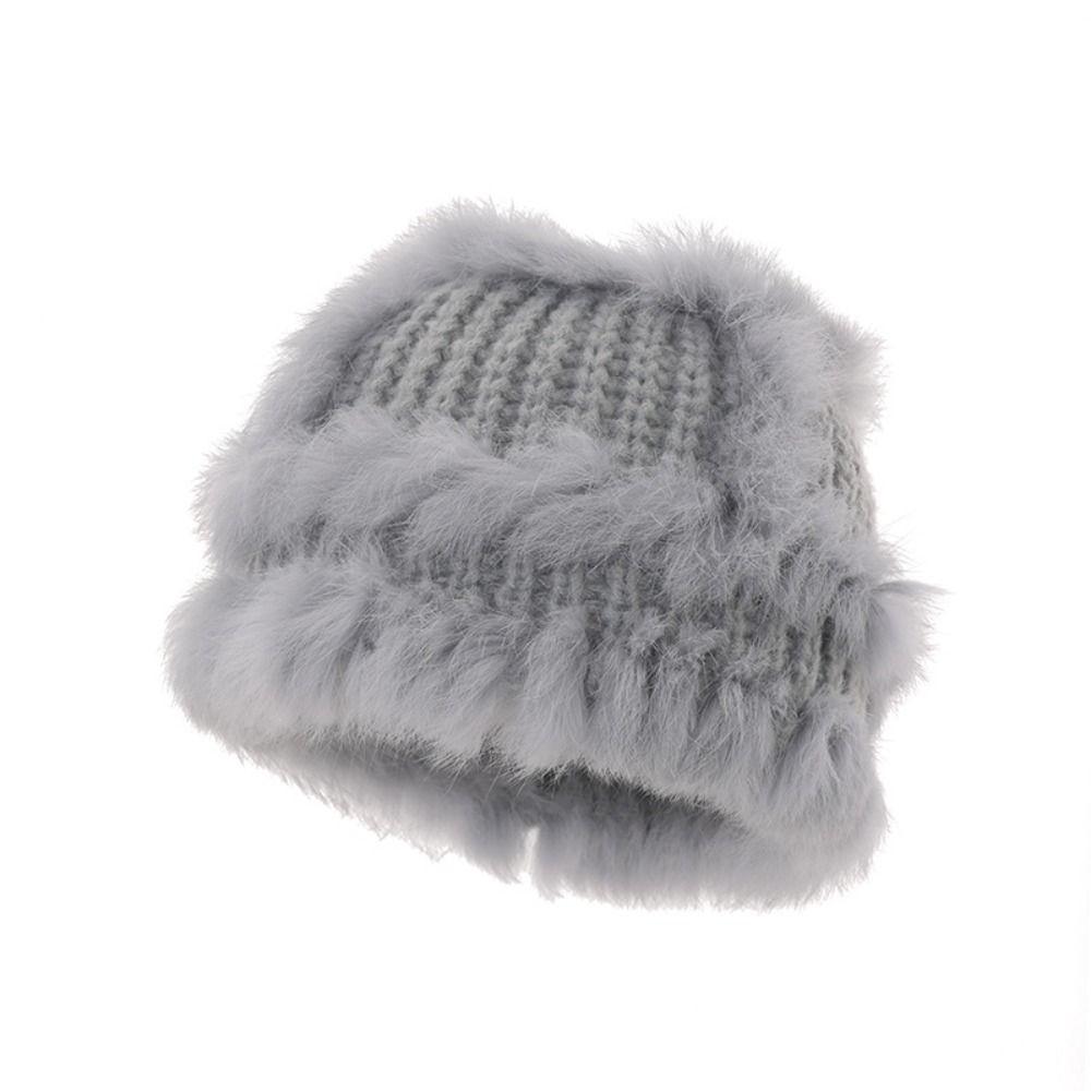 Plush Bucket Hat Cute Female Hats Portable Winter Knitted Hat Autumn/Winter