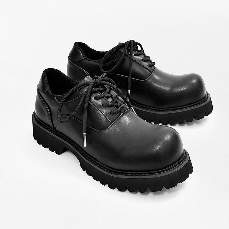 Scarpe Primavera Stile Britannico Casual Americano Scarpe in Pelle Piattaforma Sportiva Rialzante Pelle Nera Testa Larga Scarpe Derby