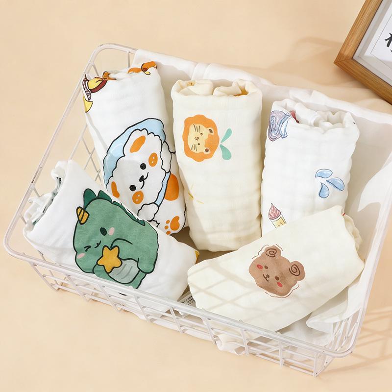Class A Pure Cotton 6-Layer Gauze Washcloth Bib for Infants and Toddlers