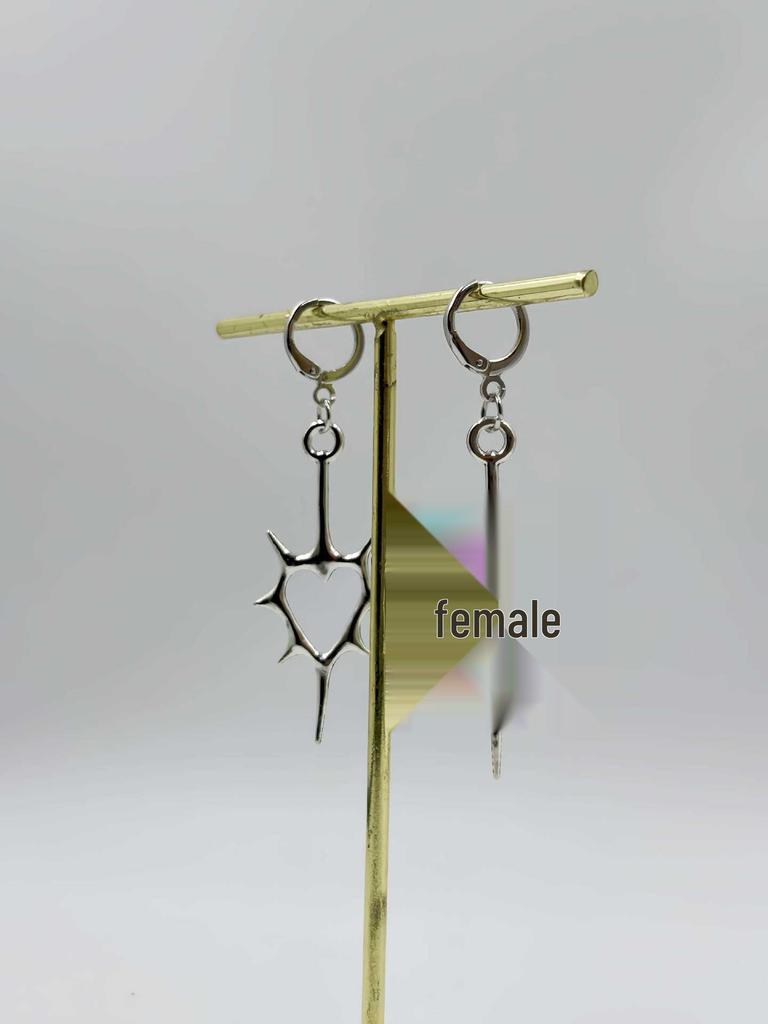 Trendy Hollow Thorn Heart Earrings: Unique Couple Style Clip-Ons for Men and Women
