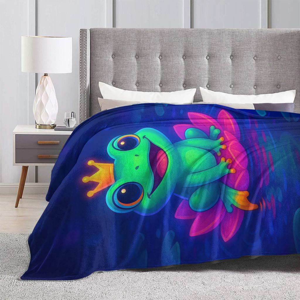 Neon Frog Prince Blanket Quality Soft Warm Throw Blanket Winter Picnic Bedroom Novelty Bedspread