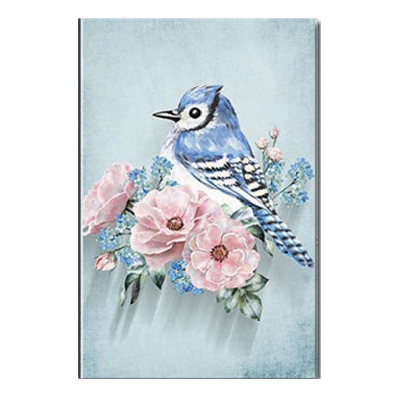 Pink Flowers Poster Print Wall Picture Modern Decoration Blue Birds Wall Art Pictures Canvas Print Painting for Living Room Home Decor