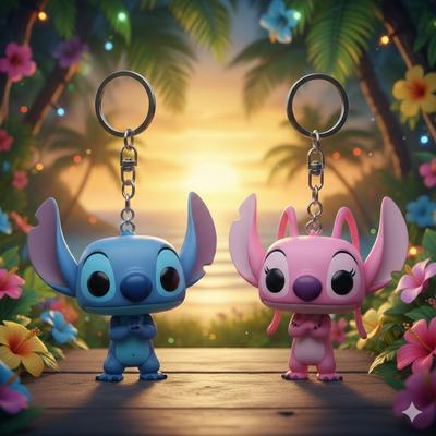 Keychains Lilo & Stitch Stitch & Angel Angel Figurines 2 Pcs