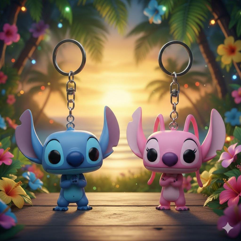 Keychains Lilo & Stitch Stitch & Angel Angel Figurines 2 Pcs