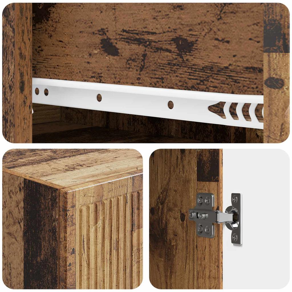 2 Piece Cabinet Set Reclaimed Wood Look 33 x 34.5 x 90 cm Particleboard