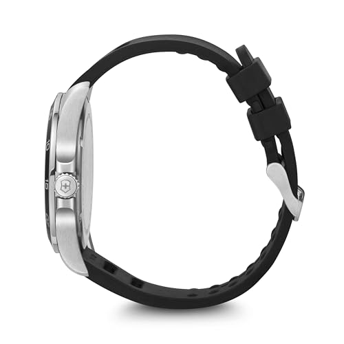 VICTORINOX FIELDFORCE Men's Quartz Watch with Stainless Steel Case (316L), Black Dial, Black Rubber Strap, and Analog Movement. Perfect as a Gift. Pro