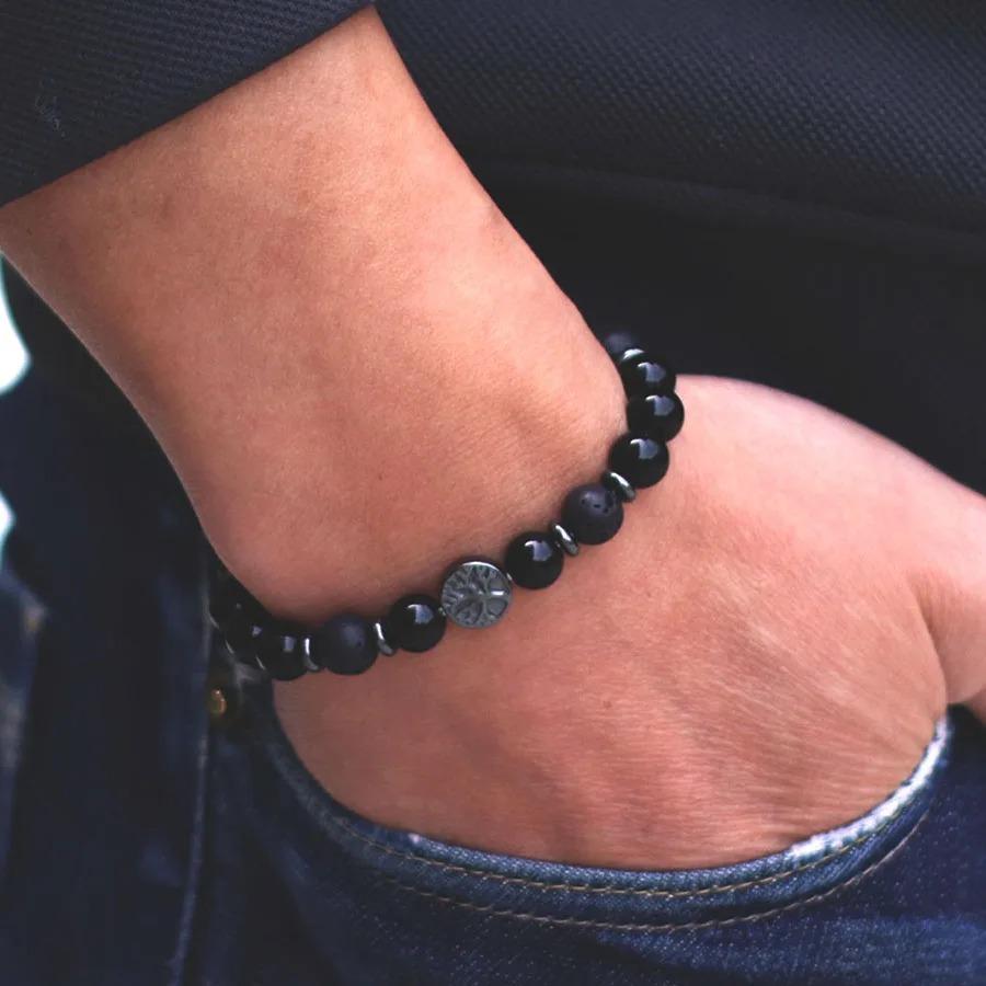 2026 Nytt Herrarmband Handgjort Livets Träd Armband Naturliga Tig ögon Lavasten Pärlarmband