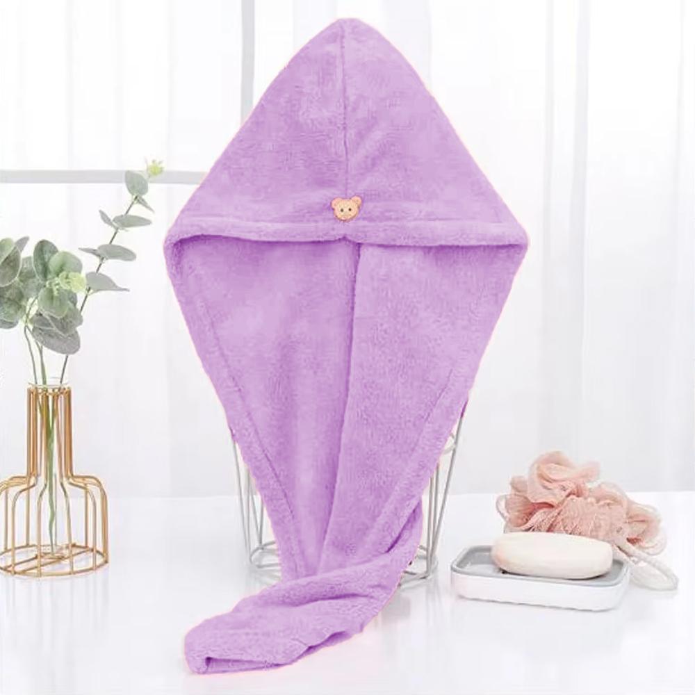 

Super Absorbent Quick Dry Hair Towel Bonnet Solid Color Women Bath Cap фіолетовий