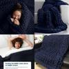 Deep Blue Handwoven Throw Blanket With Ultra Thick Yarn For Cozy Home Decor