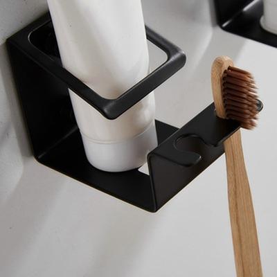 Porta spazzolino e dentifricio in acciaio inox, porta spazzolino autoadesivo, gancio per organizer per bagno