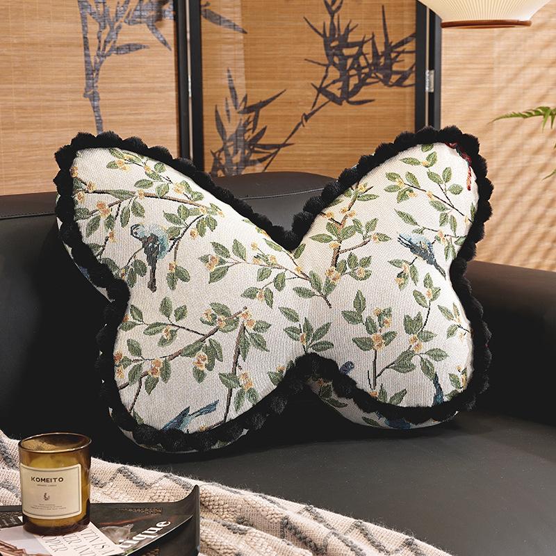 

New Retro Special-shaped Pillow Ins Style Light Luxury Large Butterfly Bedroom Sofa Cushion Decoration Art Pillow 60*40