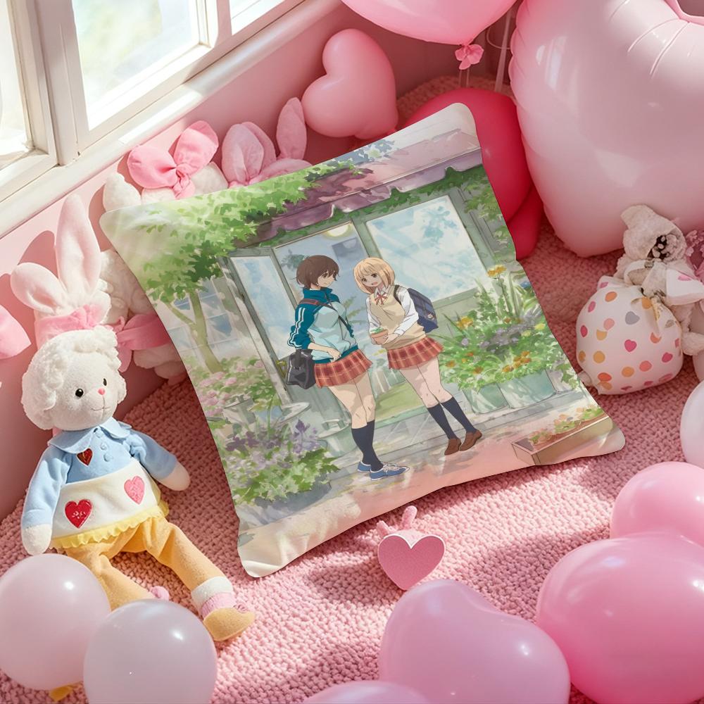 Asagao to Kase-san Cushion Cover Pattern Printed Pillowcase for Living Room Sofa Cushion Cover & Bedroom Decor