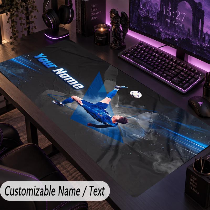 Large Mouse PadCristiano Ronaldo Custom Name Text Personalized Desk Mat Non Slip Gaming Pad