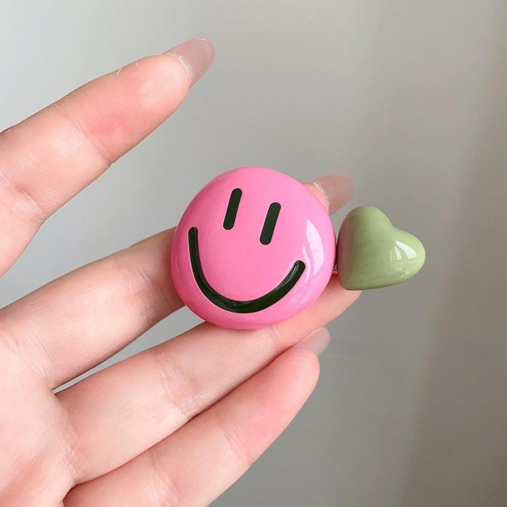 Candy Color Sweet Smiley Hairpin Side Clip Headdress Cute Contrasting Color Duck Bill Clip Ins Hairpin