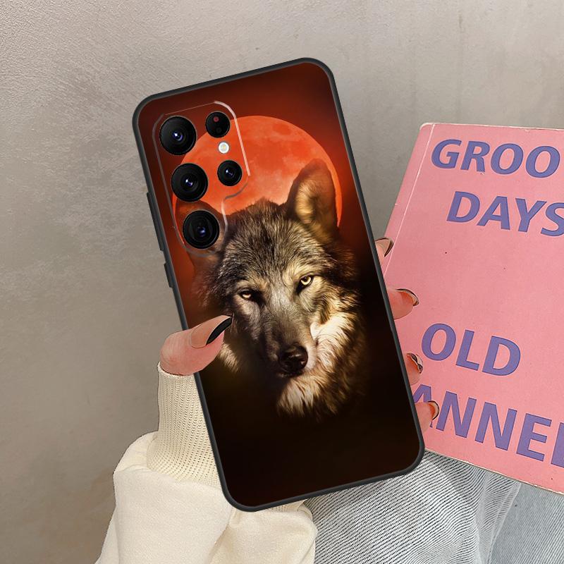Angry Wolf Case For Samsung Galaxy S25 Ultra S20 S21 S22 S23 S24 Ultra S9 S10 Plus S25 FE Cover Coque