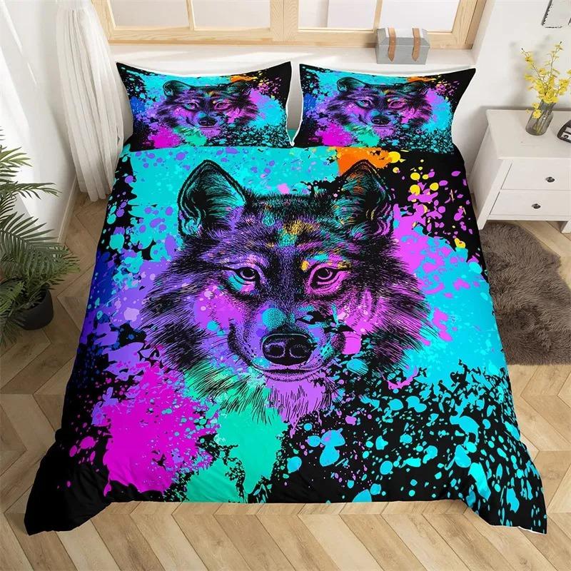 Wolf Duvet Cover Twin Queen 2/3Pcs Wild Animal Wolves Bedding Set For Boys Girls Teens Microfiber Snow Mountain Comforter Cover