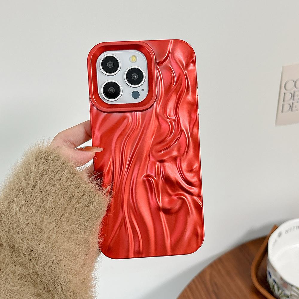 Gold 3D Water Ripple Phone Case For iPhone 17 16 15 14 13 12 11 Pro Max Electroplated Shockproof Silicone Cover