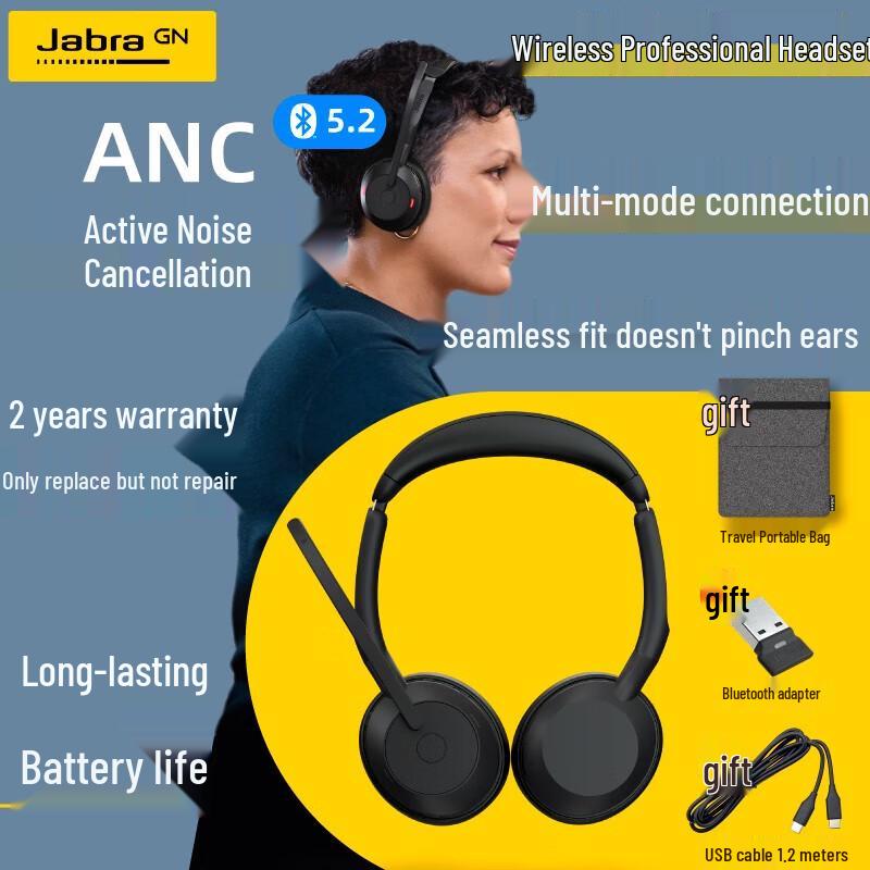 Jabra Evolve2 55 UC Bluetooth Noise-Cancelling Headset