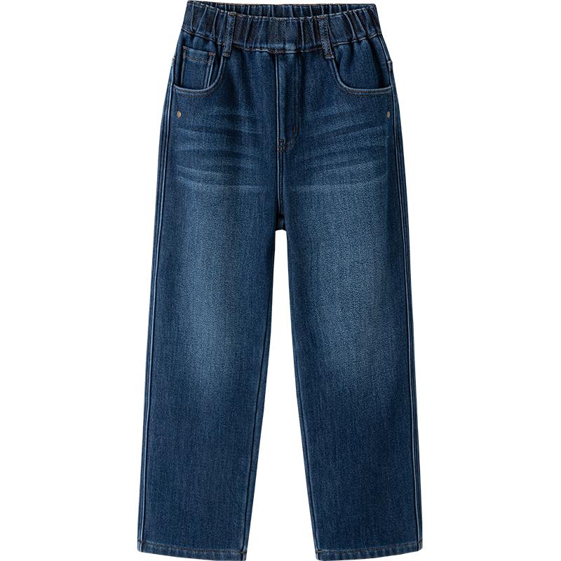 Balabala Boys' Fleece-Lined Straight-Leg Denim Jeans