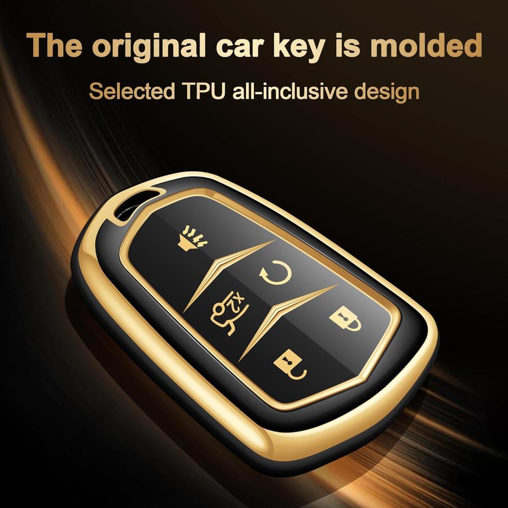 for Cadillac Key Fob Cover 5 Buttons Car Key Case fits Cadi ATS CT6 CTS ELR SRX XTS XT4 XT5 XT6 2025 2024