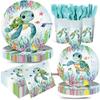 Sea Turtle Theme Party Set: Disposable Plates, Tablecloth, Napkins for Ocean Animal Decor