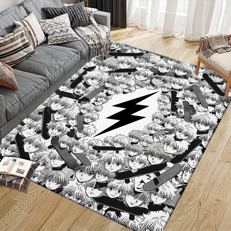 Killua Zoldyck Home Sofa Decoration for Living Room & Bedroom, Non‑Slip Play Flannel Floor Mat for Game Room