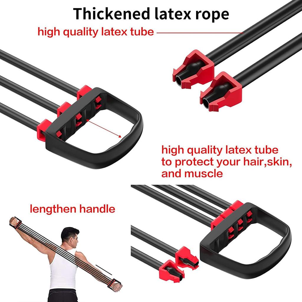 Chest Expander for Chest Arm Legs Shoulder Back Muscles Training, Chest Exerciser for Men with 5 Removable Ropes, Fitness Training Set for Pilates