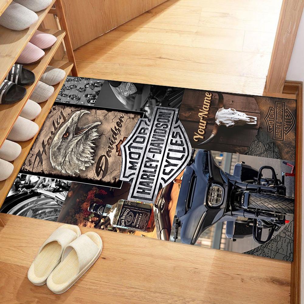 Harley-davidson Motorcycles Personalized Text Area Rug Perfect for Kitchen Dormitory Playrooms Hallway Anti-slip Rug Decorate Offices