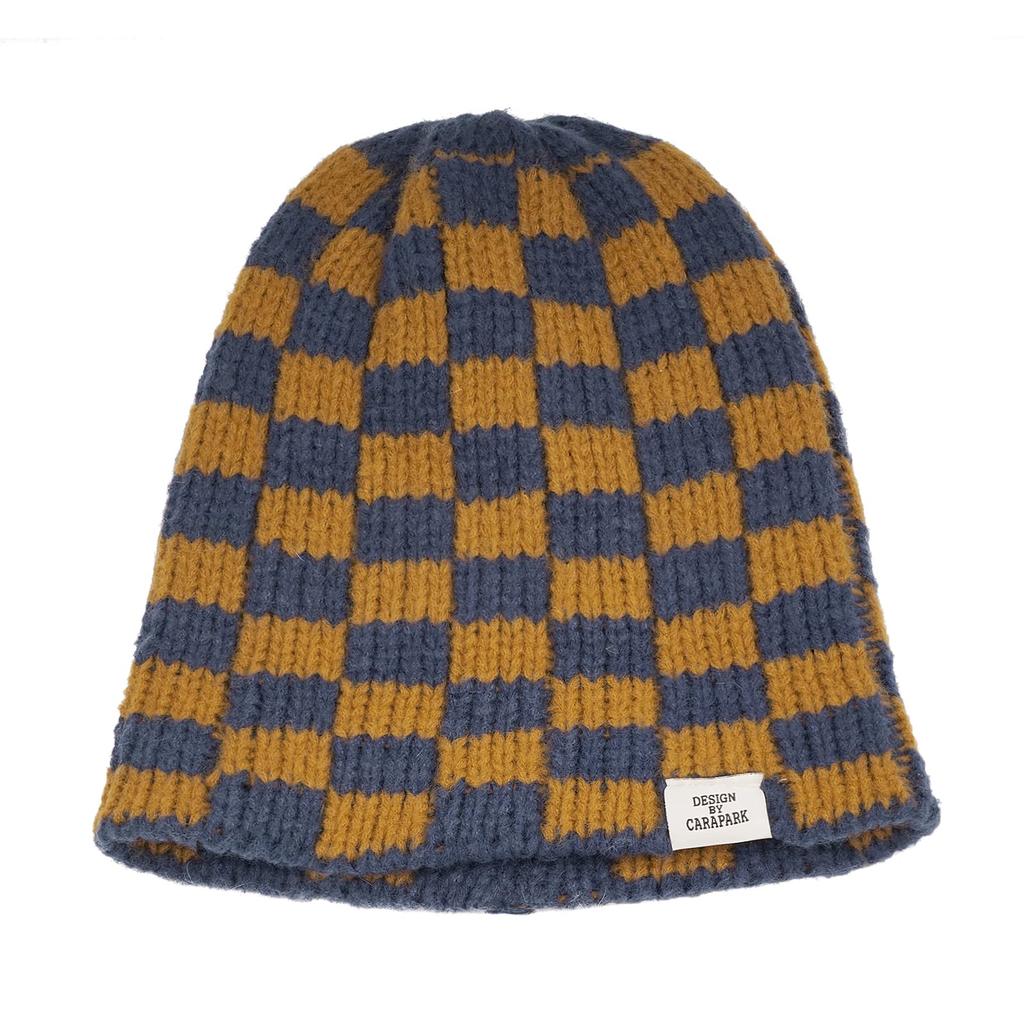 Clape Knit Polyester Checkered 2 Perfect for Fall and Cold Weather Medical Outdoor One Size Fits Unisex Men's Cap, Double-Layer Fabric, Pattern,