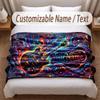 Music Guitar Theme Soft Blanket Personalized Custom Name Text Print Warm Blanket Home Sofa Bedroom Decor