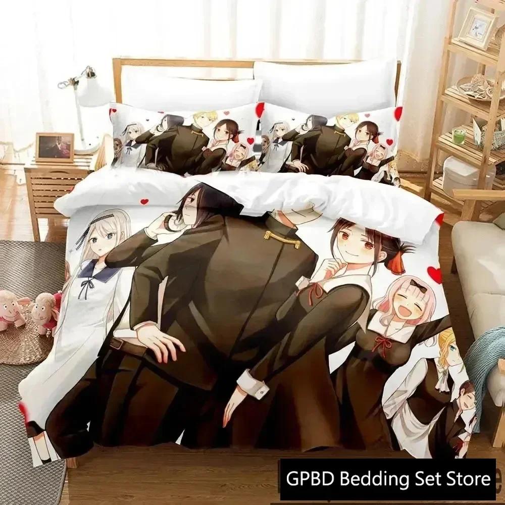 Luxury New 3D Print Anime Kaguya-sama Love Is War Bedding Set Duvet Cover Bed Set Quilt Cover Pillowcase Queen Size Boys Adult