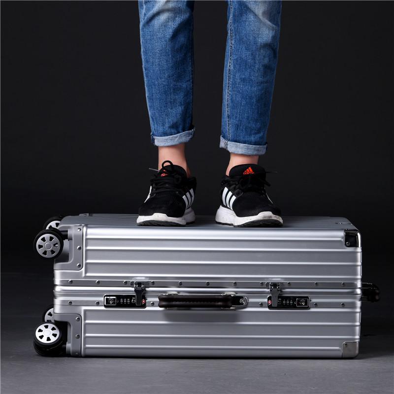 Aluminum-Magnesium Vintage Luggage with Universal Wheels - 20" Carry-On & 24" High-End Case for Women