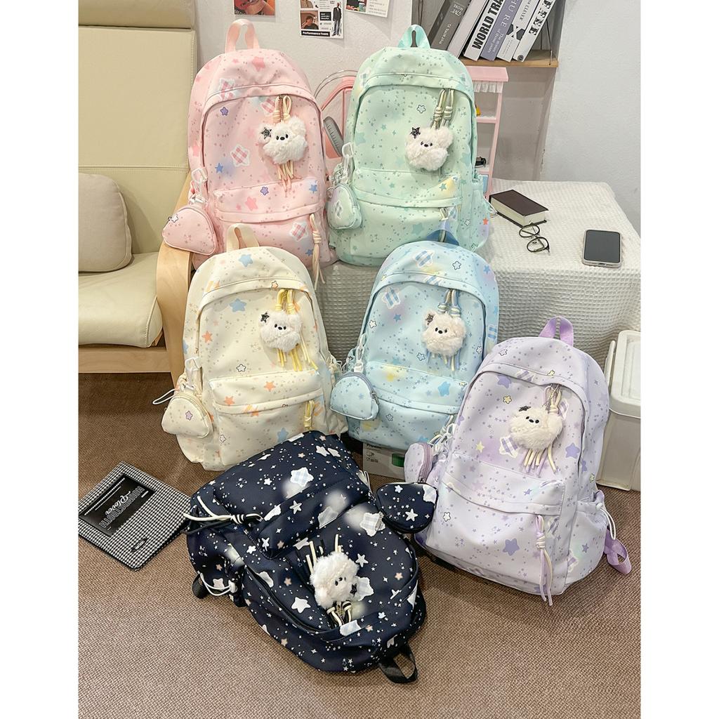 Schoolbag new large-capacity schoolbag female cute small fresh literary backpack casual star girl middle school student backpack