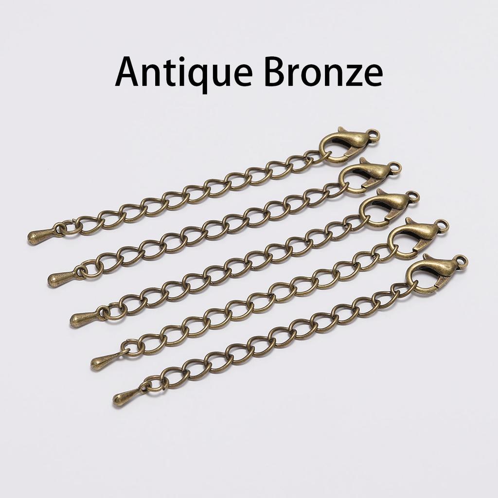 10/20pcs 50 70mm Tone Extension Tail Chain Lobster Clasps Connector For DIY Jewelry Making Findings Bracelet Necklace Supplies