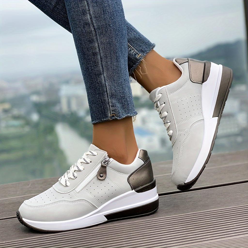 Women's Casual Sneakers Fashion Versatile Large Size Color Combination Cross-border Cash Models Slope Heel Thick Bottom Casual Sneakers