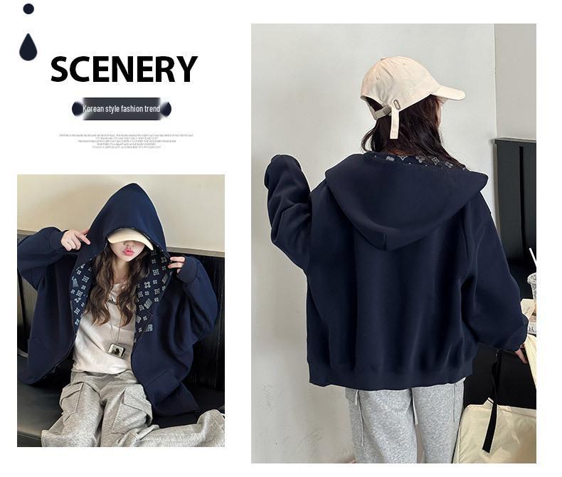 Girls' Hooded Fleece Jacket: 2025 Spring/Autumn Fashion, Korean Style Print for Big Kids