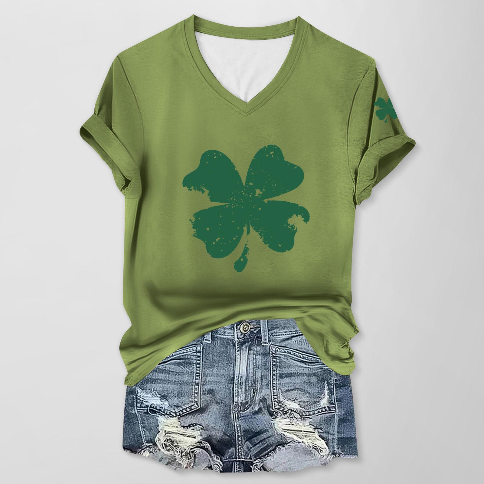 

Жіночий повсякденний одяг St. Футболка з V-подібним вирізом і короткими рукавами з принтом Patrick XL світло-зелений колір