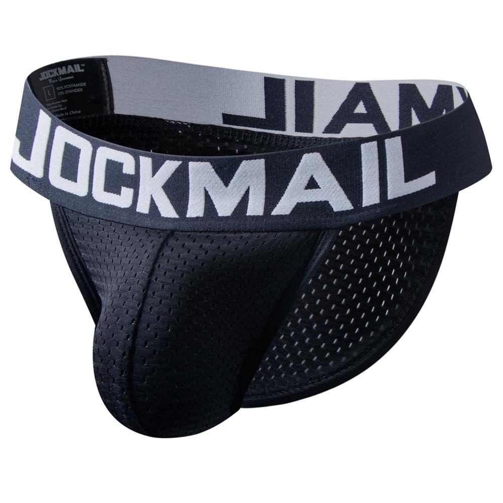 

Трусы JOCKMAIL, дышащее нейлоновое сетчатое спортивное мужское нижнее белье с низкой посадкой и разрезами, повседневные повседневные шорты, трусы XXL чёрный