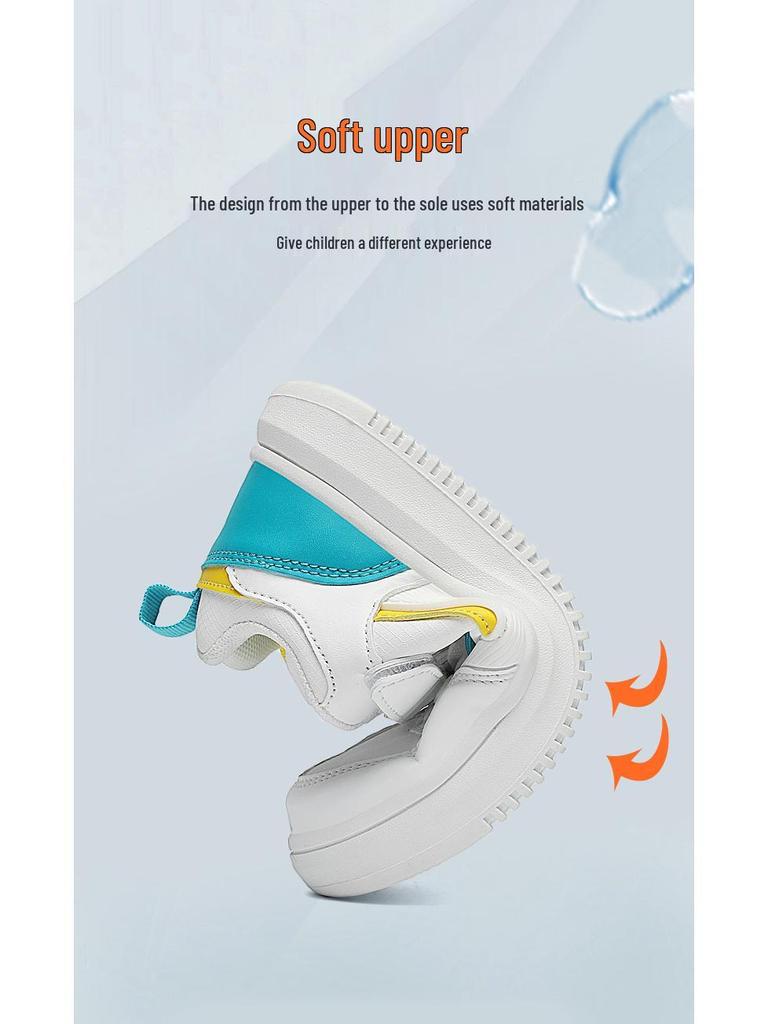 Kids' White Leather Skate Shoes for Boys - Comfortable Casual Footwear for Primary and Big Kids